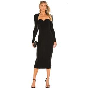 Revolve Misha Tara Bustier Long Sleeve Midi Dress Black Women's Size 6